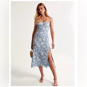 Abercrombie & Fitch Blue Floral Camille Midi Dress XXS